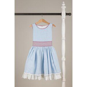 Well Dressed Wolf NWT 12 Smocked Blue & Red Trellis Dress